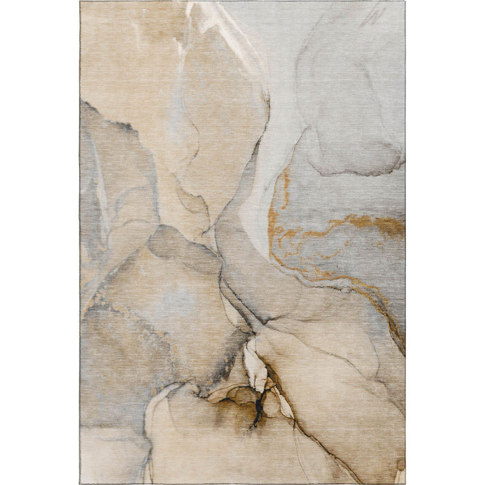 10' X 14' Abstract Washable Area Rug With UV Protection (646816) - Beige / Brown / Ivory