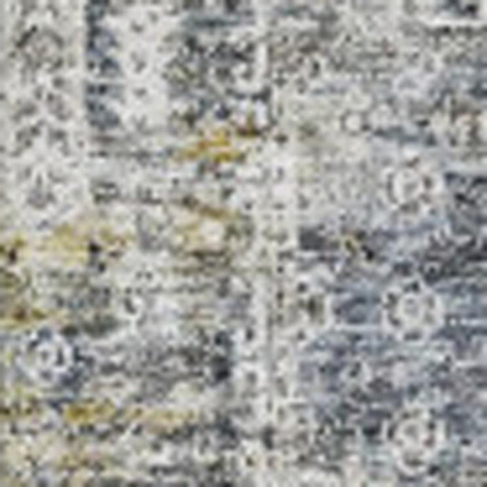 3' X 5' Floral Washable Area Rug With UV Protection (653363) - Charcoal / Ivory / Gold