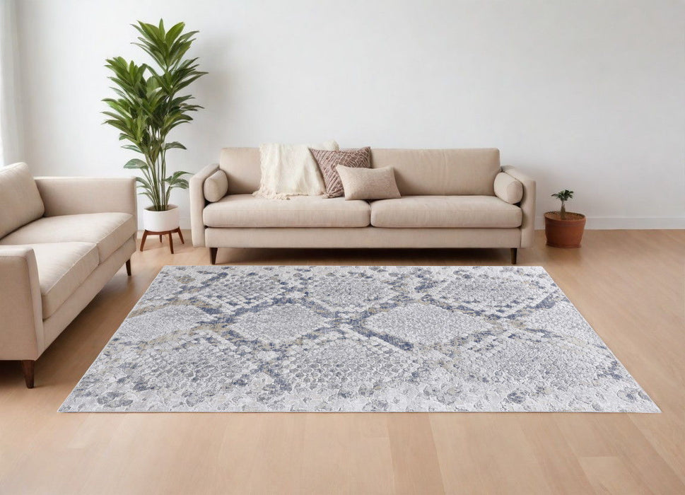 12' x 15' Floral Power Loom Area Rug - Gray Silver And Blue