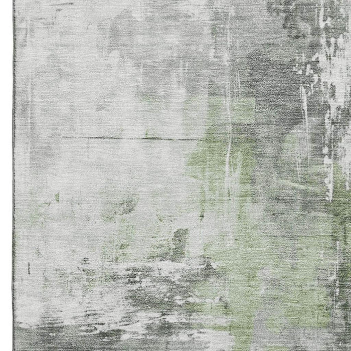 10' X 14' Abstract Washable Area Rug With UV Protection (696668) - Green / Ivory / Gray