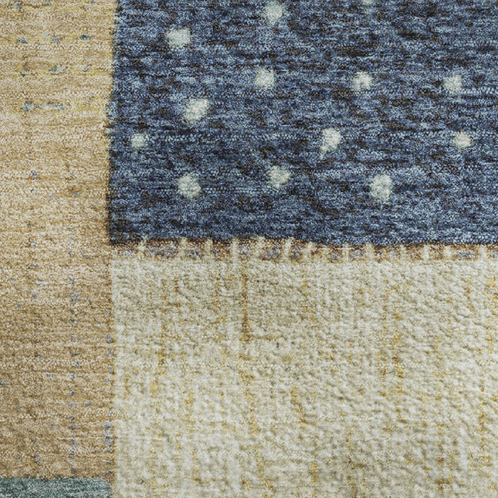 10' X 14' Geometric Washable Area Rug With UV Protection (709468) - Navy Blue / Beige / Ivory