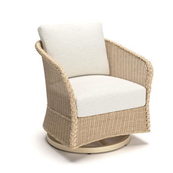Signature Design by Ashley Stewarts Point beige swivel glider chair with cushion