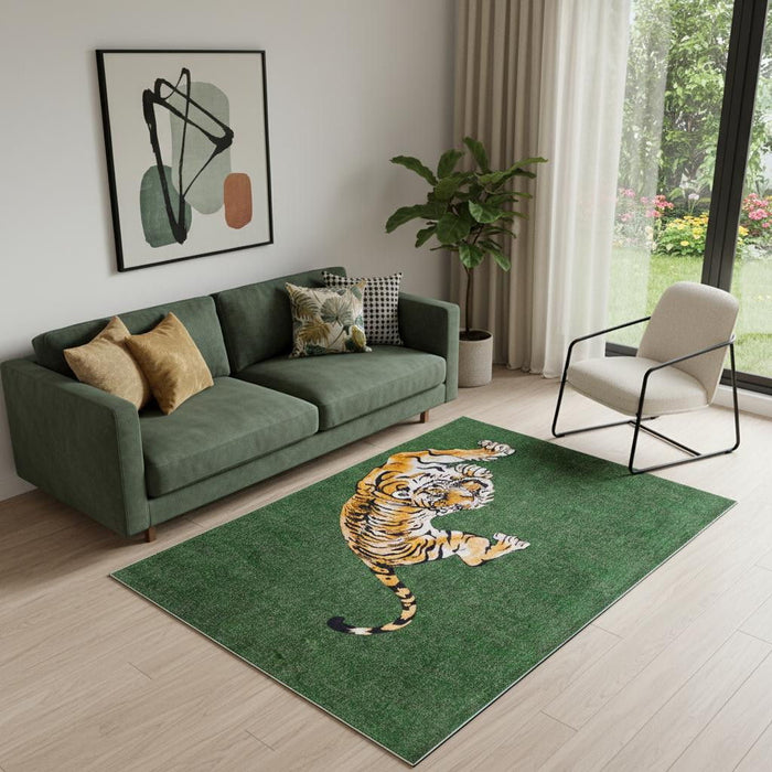 6' X 8' Abstract Washable Area Rug (552022) - Green / Yellow