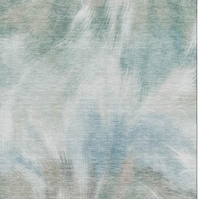 10' X 14' Abstract Washable Area Rug With UV Protection (717693) - Sky Blue / Ivory