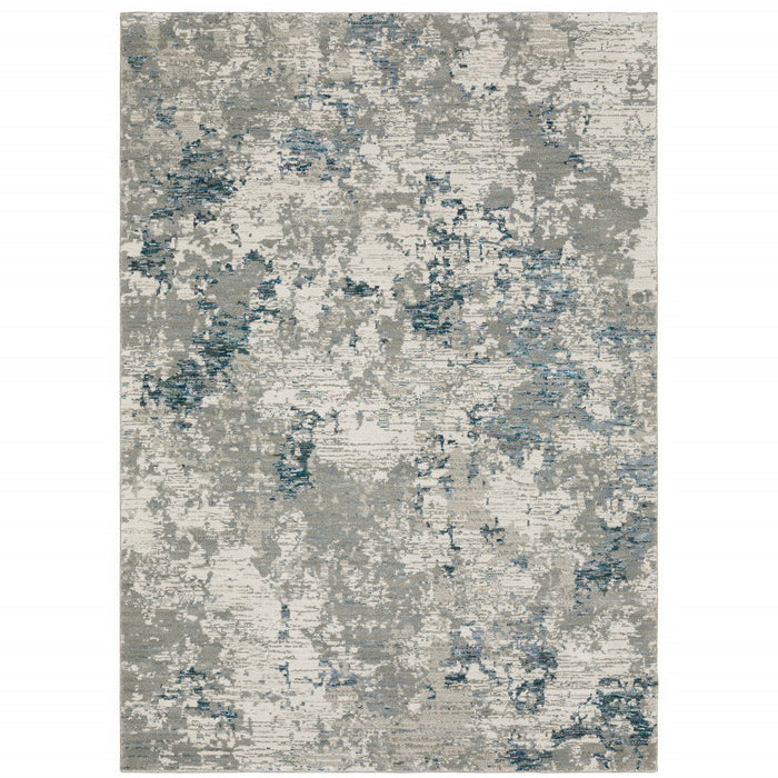 6.6' x 9.8' Abstract Power Loom Area Rug - Beige And Blue