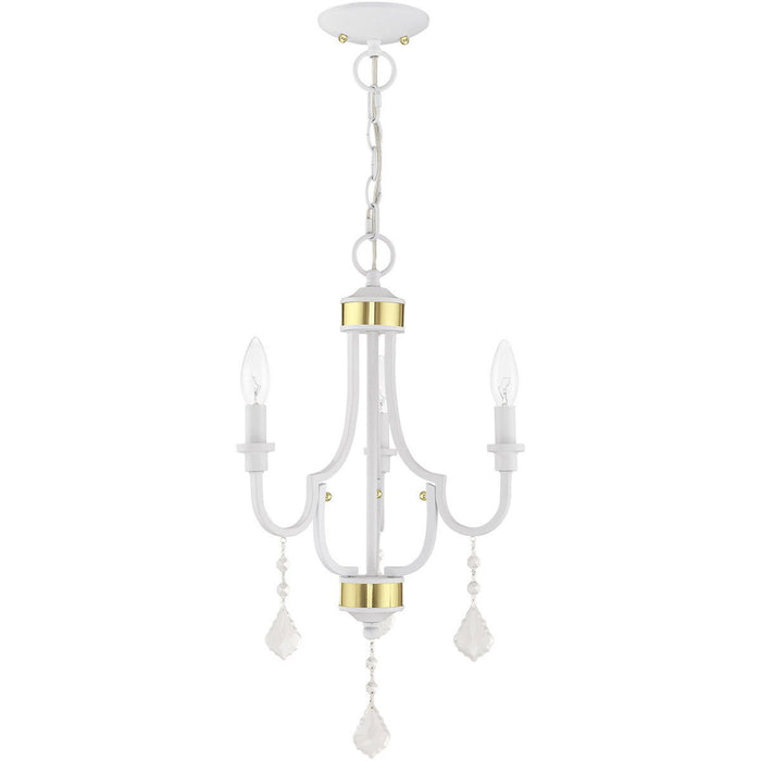 22" Three Light Dimmable Chandelier With Shades - White