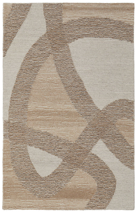 12' x 15' Bohemian Wool Abstract Hand Tufted Area Rug - Brown Tan And Ivory