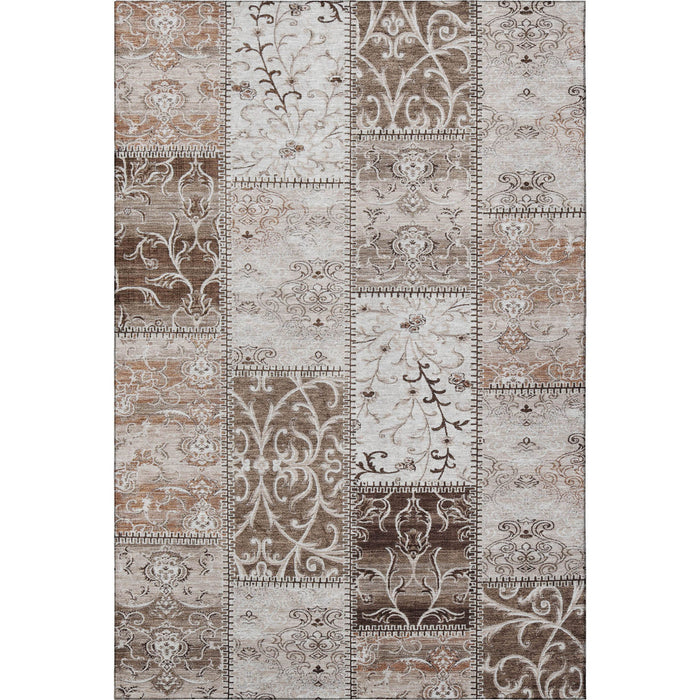 8' X 10' Patchwork Distressed Washable Area Rug With UV Protection (649550) - Beige / Ivory
