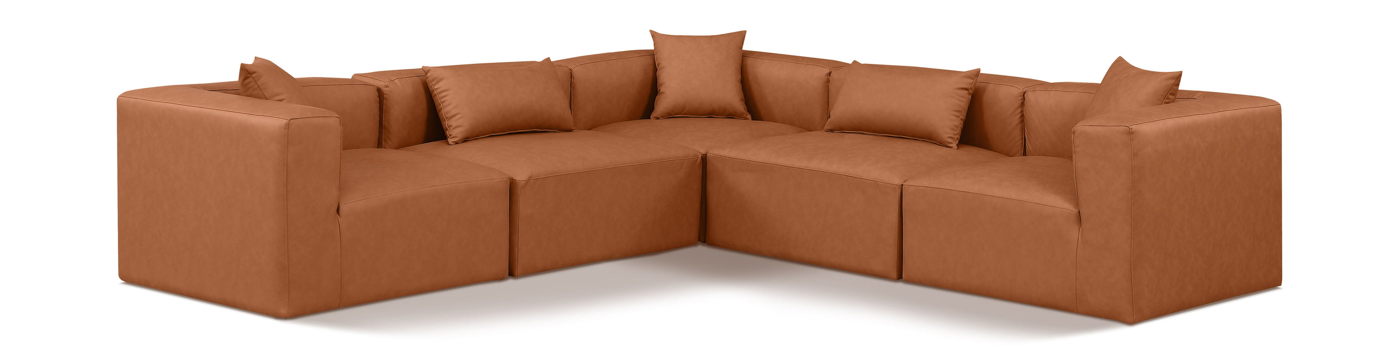 Cube - 5 Piece Modular Corner Sectional - Cognac