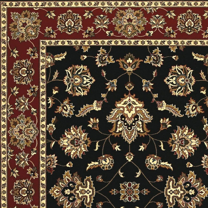 8' Floral Square Rug (574190) - Black / Red