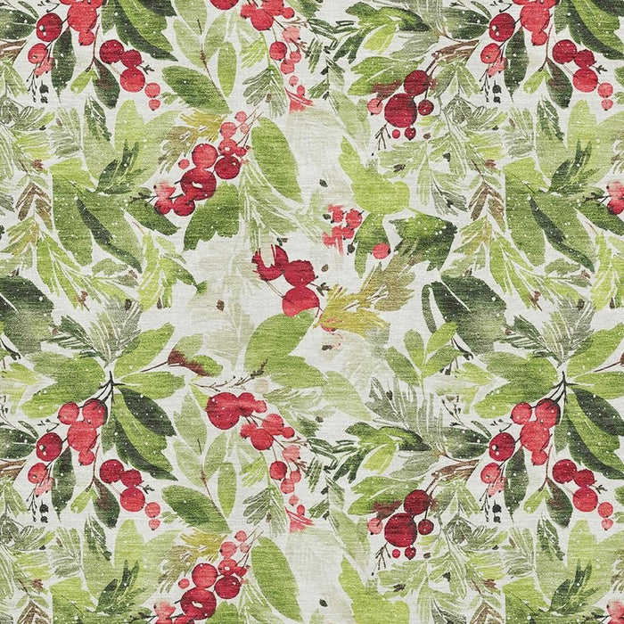 10' X 14' Abstract Geometric Washable Area Rug With UV Protection (701864) - Artichoke Green / Red / Ivory