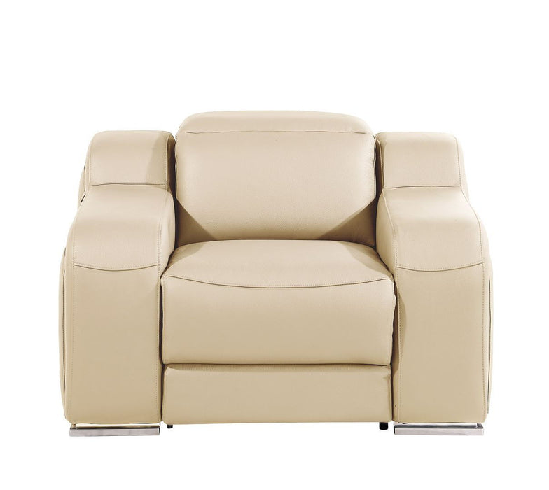 Italian Leather Wall Hugger Recliner With USB - Beige