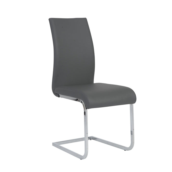 Upholstered Leather Dining Side Chairs (Set of 4) - Gray