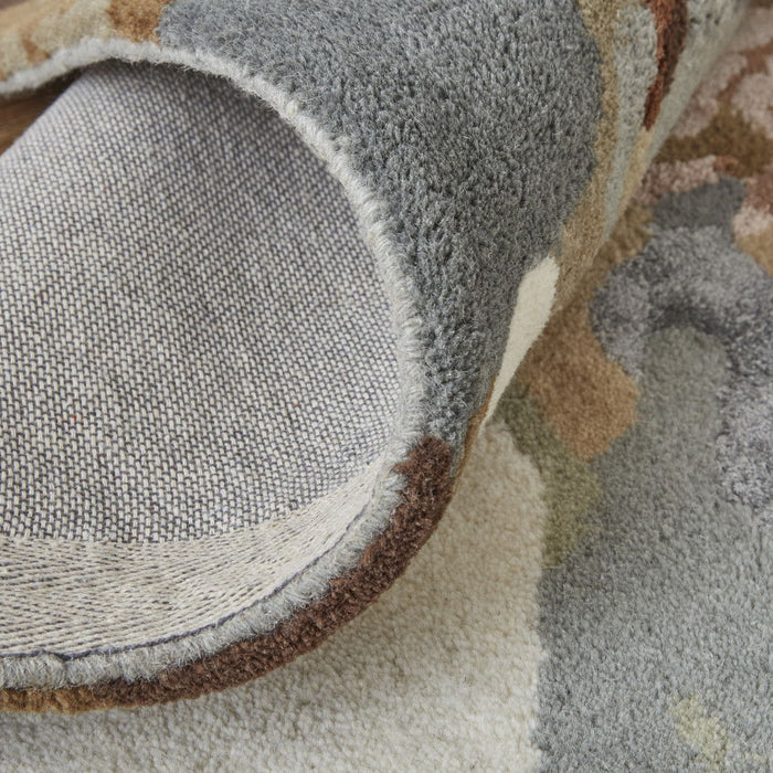 5' x 8' Wool Floral Tufted Handmade Area Rug - Tan Gray And Green