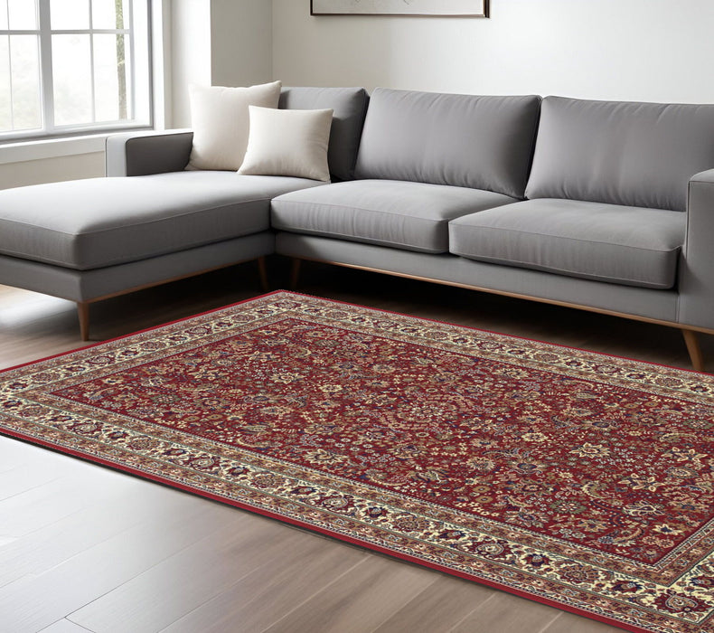 10' X 13' Oriental Area Rug - Red And Ivory