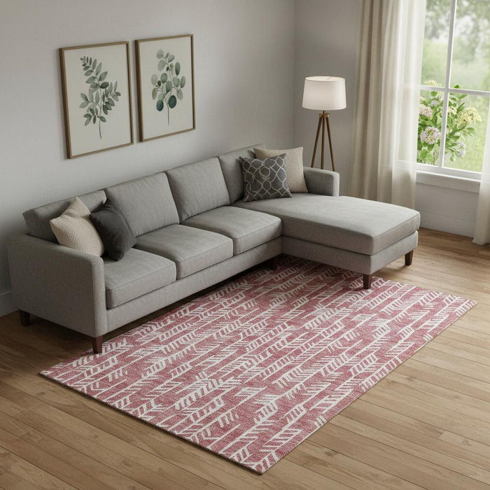 10' X 14' Tribal Washable Area Rug With UV Protection (672032) - Blush / Ivory