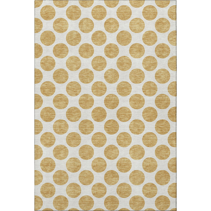 10' X 14' Polka Dot Washable Area Rug With UV Protection (677393) - Gold / Ivory