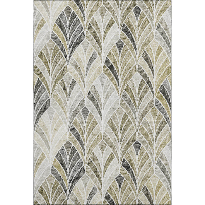 10' X 14' Geometric Washable Area Rug With UV Protection (667629) - Taupe / Ivory