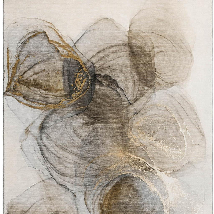 8' X 10' Abstract Washable Area Rug With UV Protection (647024) - Brown / Ivory
