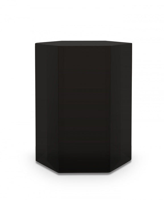17" High Gloss Manufactured Wood Hexagon End Table - Black