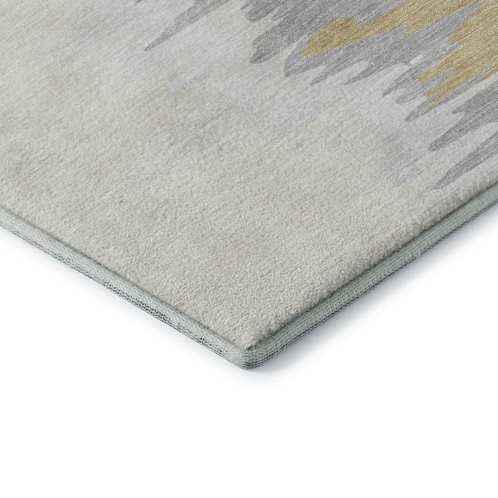 10' X 14' Abstract Washable Area Rug With UV Protection (682367) - Gray / Gold / Ivory