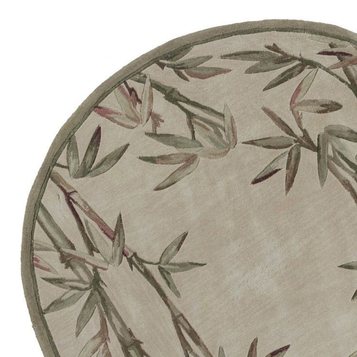 6' Hand Tufted Tropical Bamboo Round Indoor Area Rug - Ivory