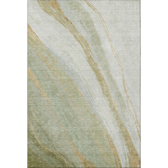 10' X 14' Abstract Washable Area Rug With UV Protection (715501) - Sage / Copper