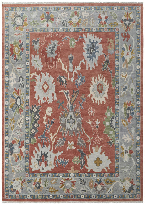 9' X 13' Bohemian Wool Floral Hand Knotted Area Rug With Fringe - Gray