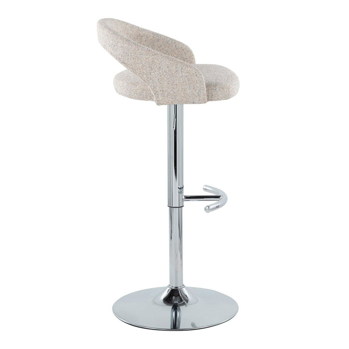 Grotto - Upholstered Adjustable Barstool - Chrome Metal Base