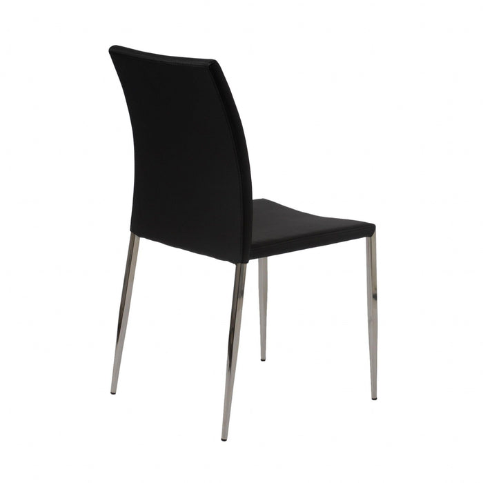 Upholstered Faux Leather Dining Side Chair (Set of 2) - Black