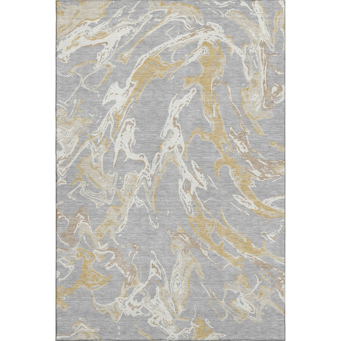 10' X 14' Abstract Washable Area Rug With UV Protection (681245) - Gray / Gold / Ivory