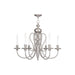 HomeRoots 24-inch six-light dimmable chandelier with pearl silver shades and nickel finish, elegant lighting fixture for dining or living rooms.