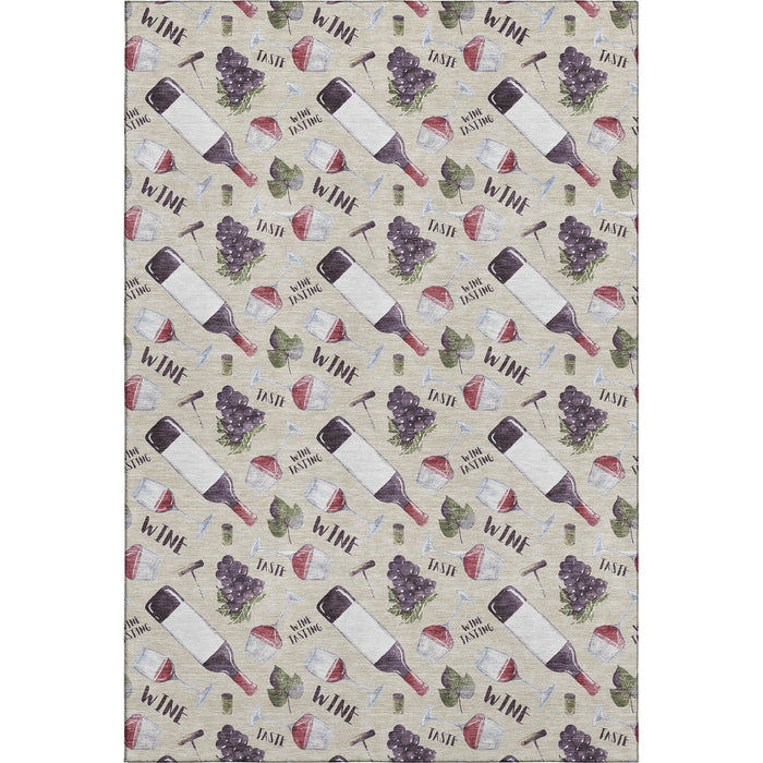 8' X 10' Cottage Geometric Washable Area Rug With UV Protection - Ivory