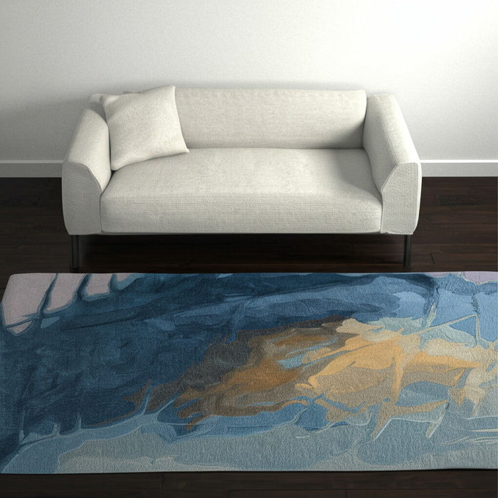 5' X 8' Bohemian Abstract Hand Tufted Area Rug - Blue