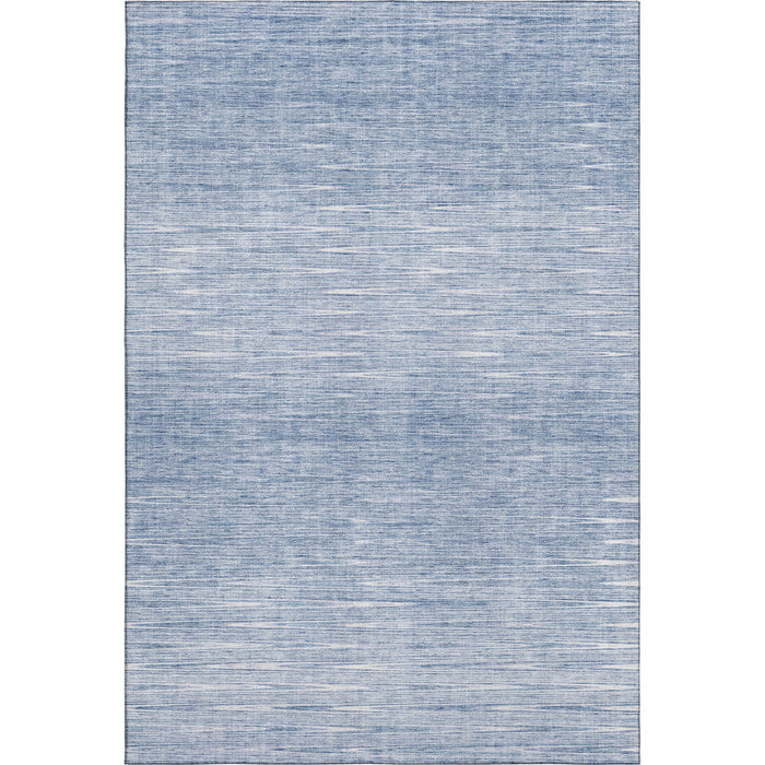 9' X 12' Abstract Washable Area Rug With UV Protection - Denim Blue And Ivory