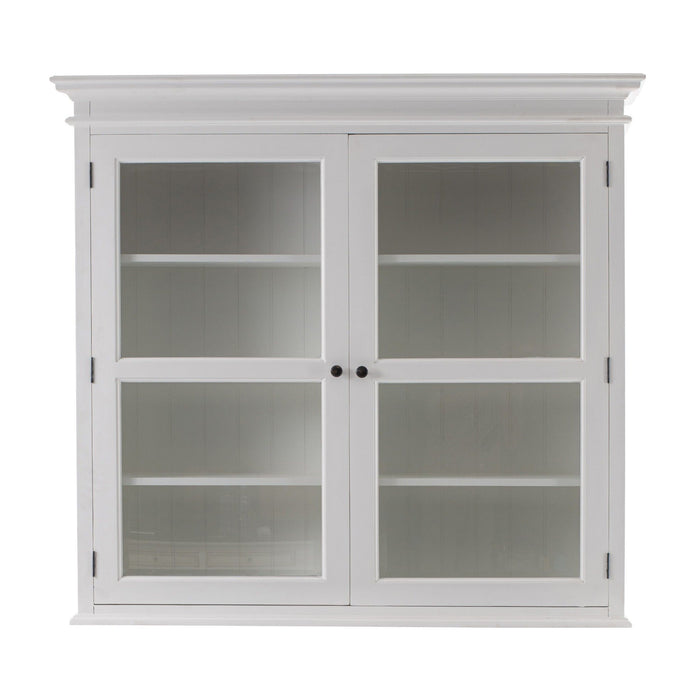 Solid Wood Frame Dining Hutch With Twelve Shelves And Two Drawers - White