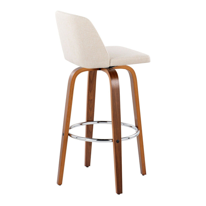 Toriano - 30" Fixed-Height Barstool (Set of 2) - Walnut & Chrome Base
