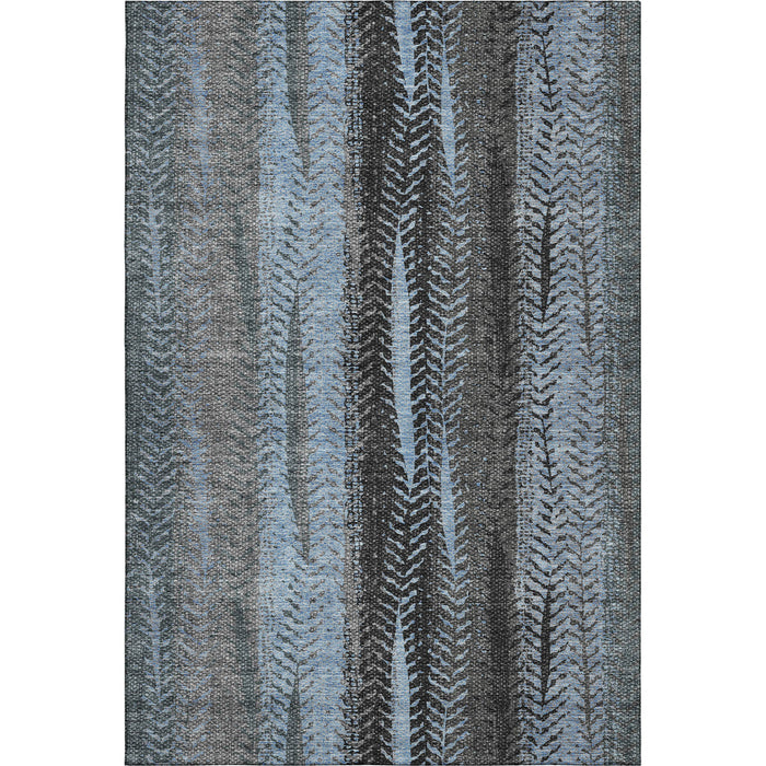 10' X 14' Striped Washable Area Rug With UV Protection (656489) - Blue / Gray