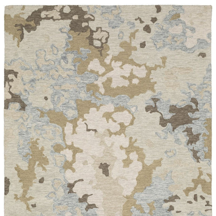 10' X 13' Wool Abstract Hand Tufted Area Rug - Beige And Blue