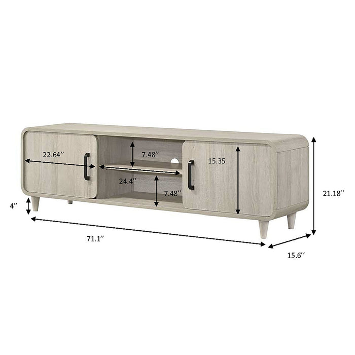 Giga antique white TV stand with sliding doors and handles, modern living room furniture, showcasing sleek design and storage space