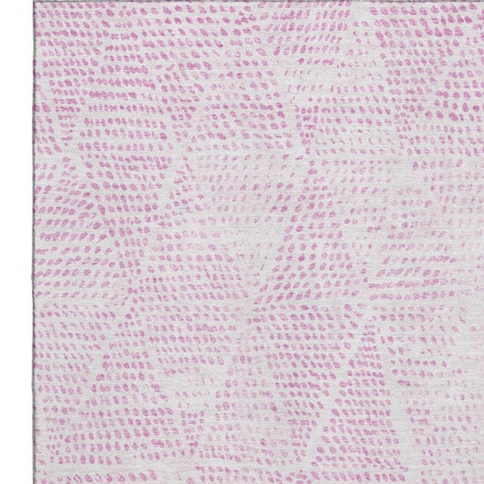 8' X 10' Diamond Washable Area Rug With UV Protection (650588) - Pink / Ivory