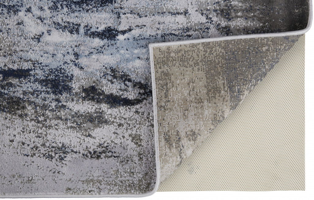 8' x 11' Abstract Stain Resistant Area Rug - Blue Gray And White