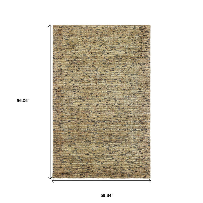 5' X 8' Hand Tufted Area Rug - Gold And Green