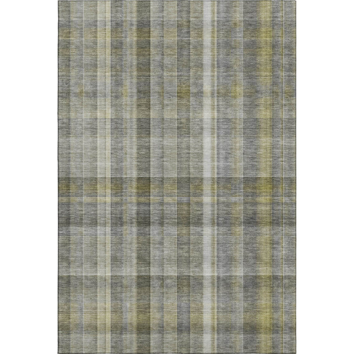 8' X 10' Plaid Washable Area Rug With UV Protection (648014) - Gray / Gold