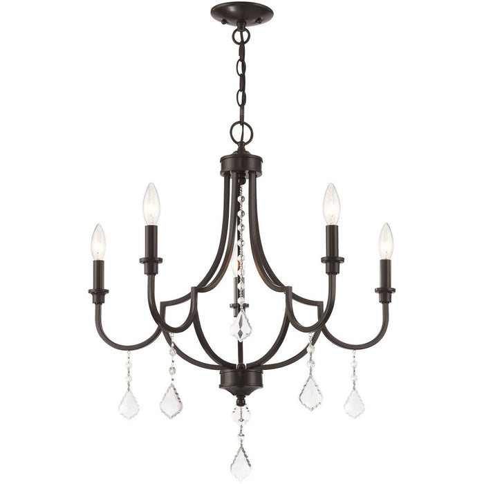 27" Five-Light Dimmable Chandelier With Shades - Bronze