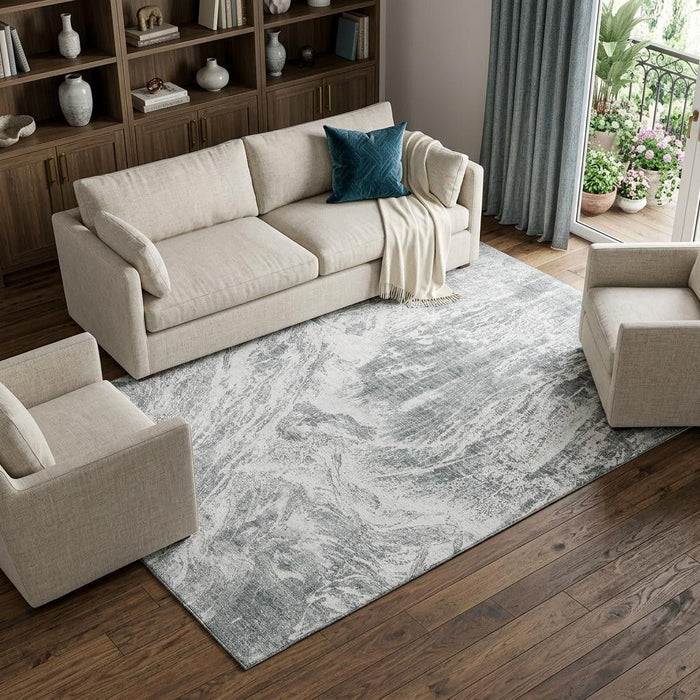 10' X 14' Abstract Washable Area Rug With UV Protection (676782) - Gray / Ivory