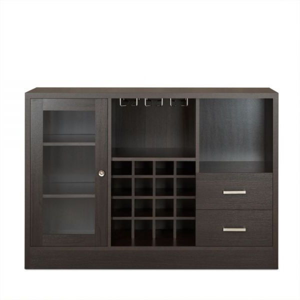 Solid Wood Frame With Five Shelves And Two Drawers - Espresso