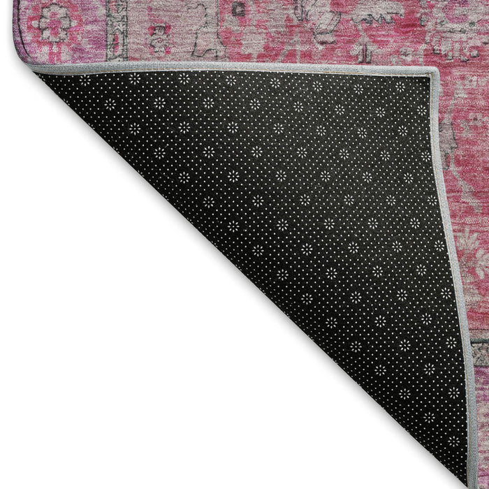 10' X 14' Floral Medallion Washable Area Rug With UV Protection (696128) - Pink / Mauve / Gray