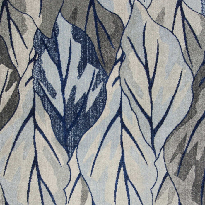 8' x 11' Machine Woven Oversized Leaves Indoor Area Rug - Gray Navy