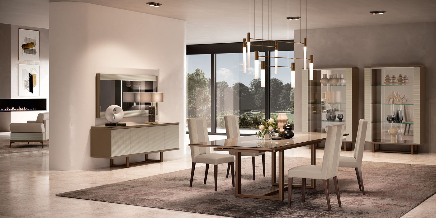 Linea - Dining Table With 2 Extensions - Light Beige / Brown